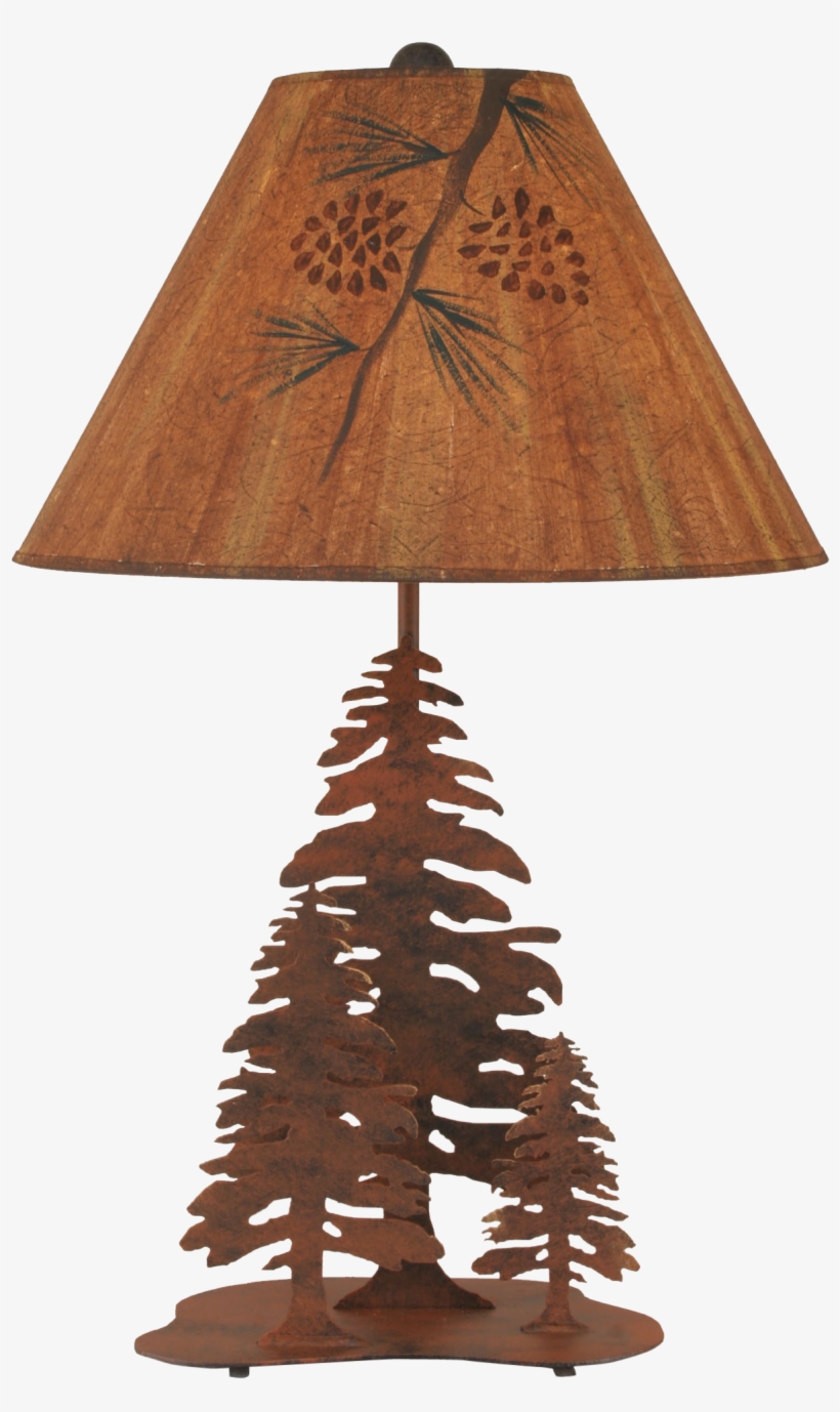 Rust 3 Tree Table Lamp W/ Pine Branch Shade - Electric Light, transparent png download