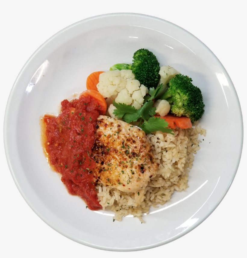 Marinara Chicken Breast With Brown Rice & Vegetables - Broccoli, transparent png download