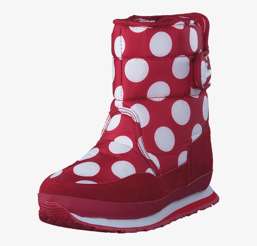 Kids Nylon Prints/suede Red/white Dot - Snow Boot, transparent png download