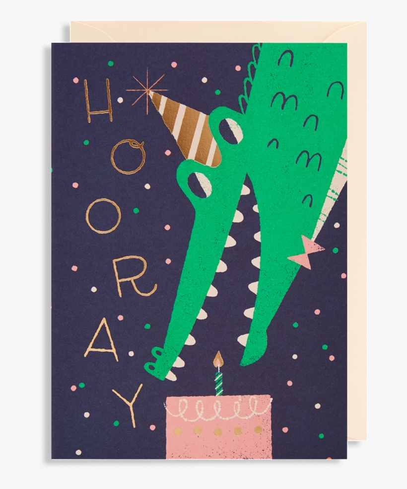 Hooray Gator Cake Card - Greeting Card, transparent png download