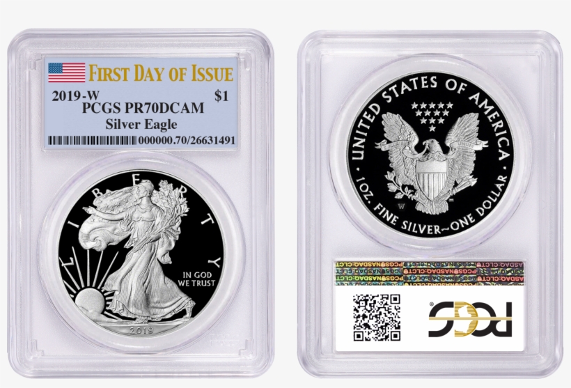 American Silver Eagle Pr70dcam Pcgs First Strike Flag - Silver Eagle, transparent png download