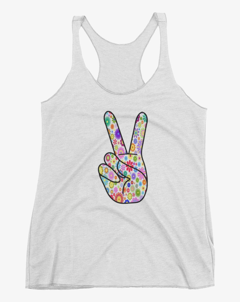 Peace Sign Hand Flowers Women's Racerback Tank - T-shirt, transparent png download
