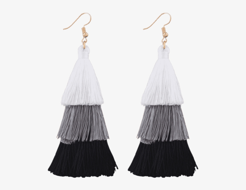Tassel Layered Hook Drop Earrings - Fringe Fashion Png, transparent png download