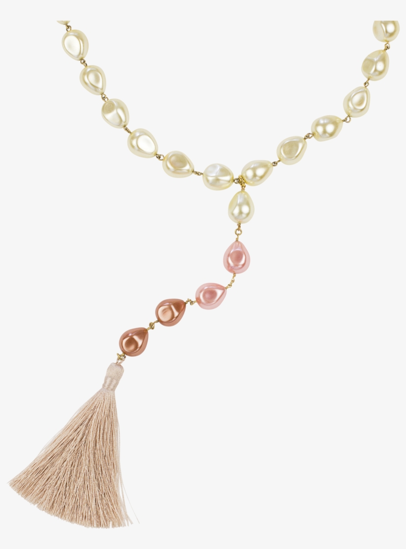 21" Pink Ombre Baroque Pearl Tassel Necklace - Chain, transparent png download