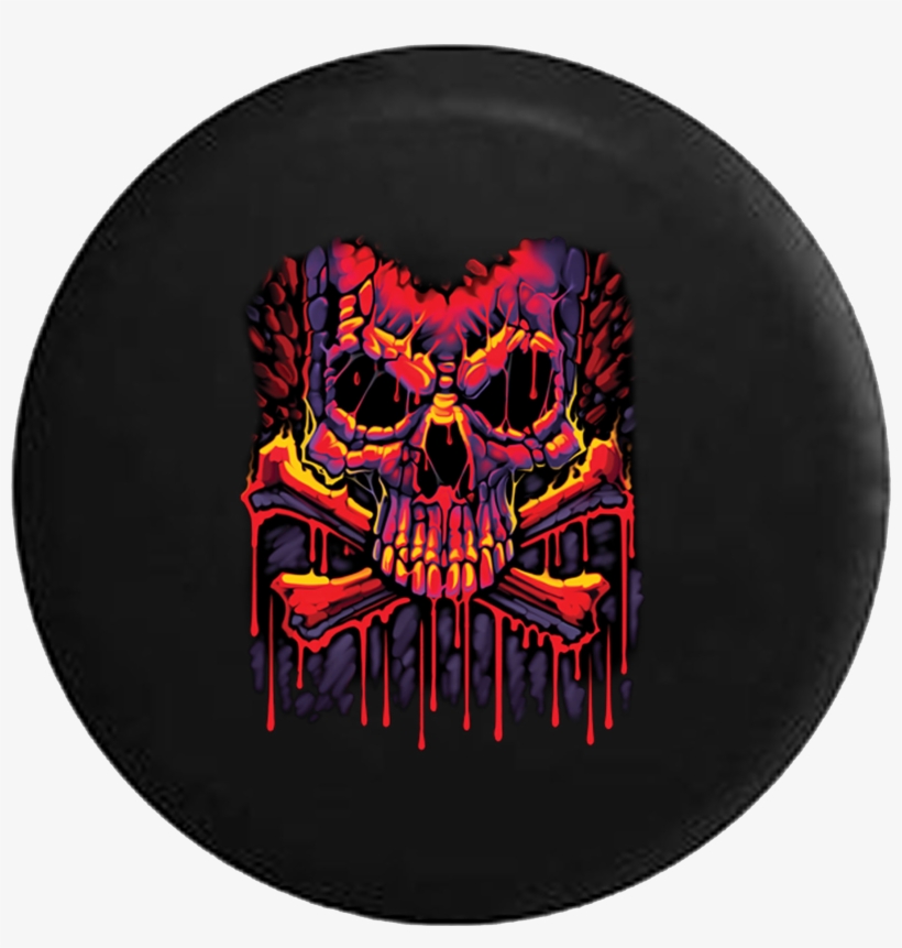 Neon Melting Dripping Skull Crossbones Rave Jeep Camper - Shirt, transparent png download