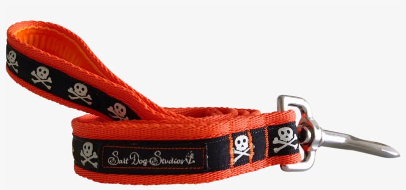 Black On Orange Skulls Ribbon Dog Lead - Belt, transparent png download