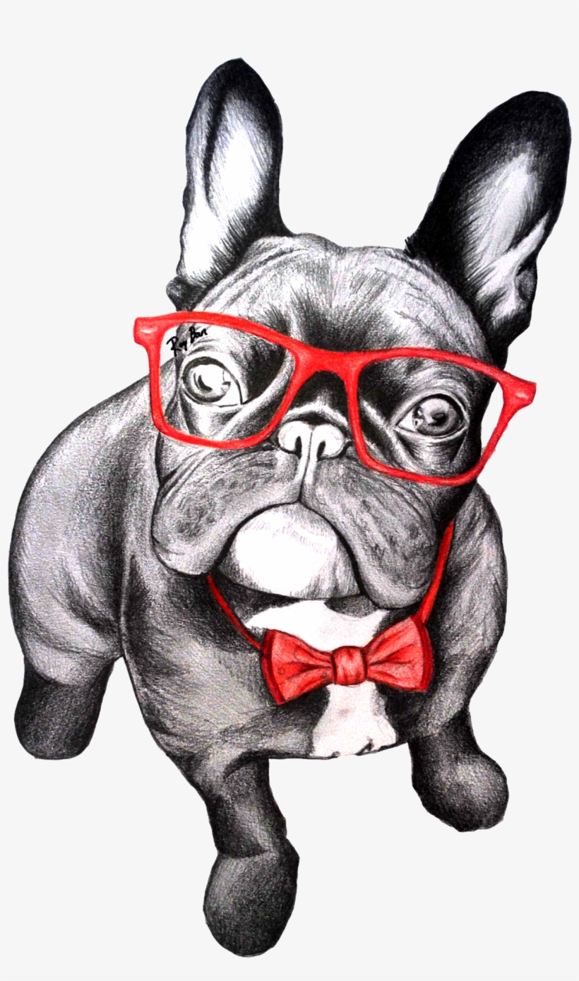 french bulldog with glasses painting