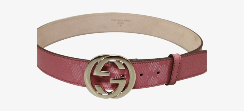 Gucci Women's Pink Gg Canvas Interlocking G Buckle - Buckle, transparent png download