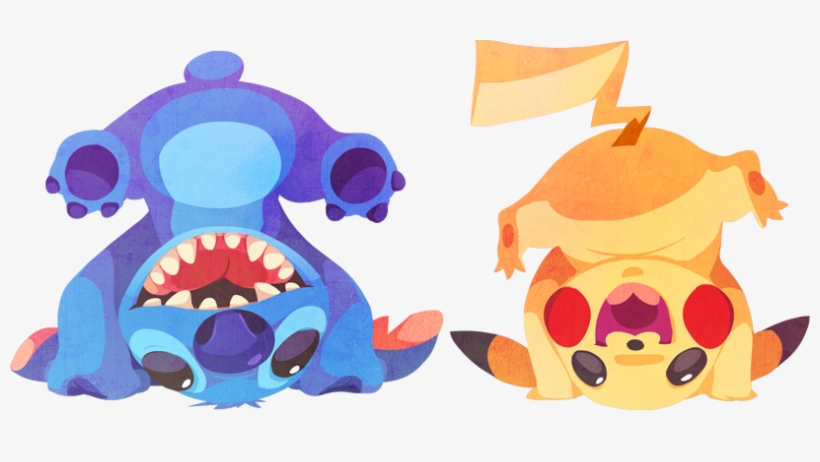 Pikachu And Stitch Drawn By Kuitsuku - Stitch And Pikachu, transparent png download