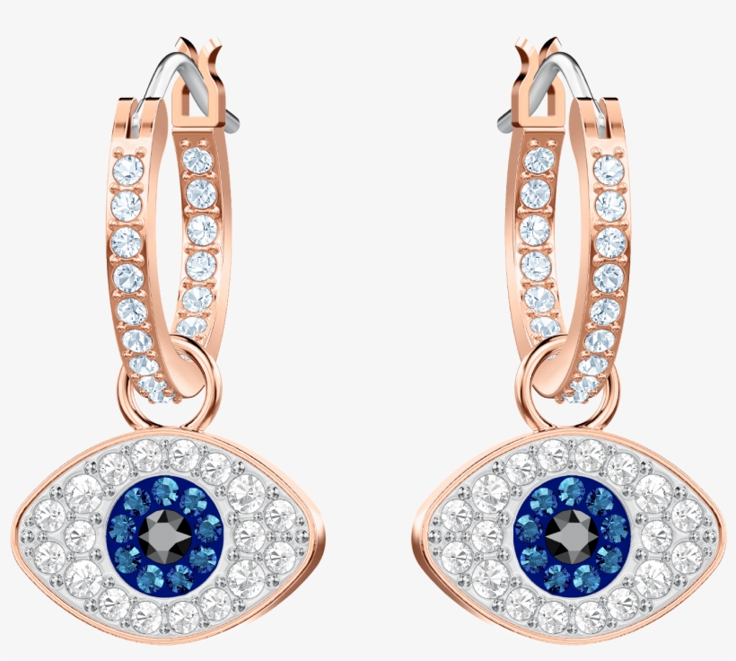 Pe Hoop Evil Eye Dmul/ros - Swarovski Evil Eye Earrings, transparent png download