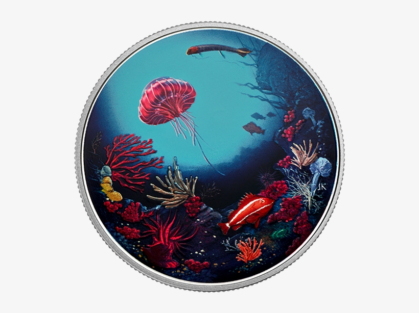 Pure Silver Glow In The Dark Coin Illuminated Coral - Canadian Mint Coins Glow In The Dark, transparent png download