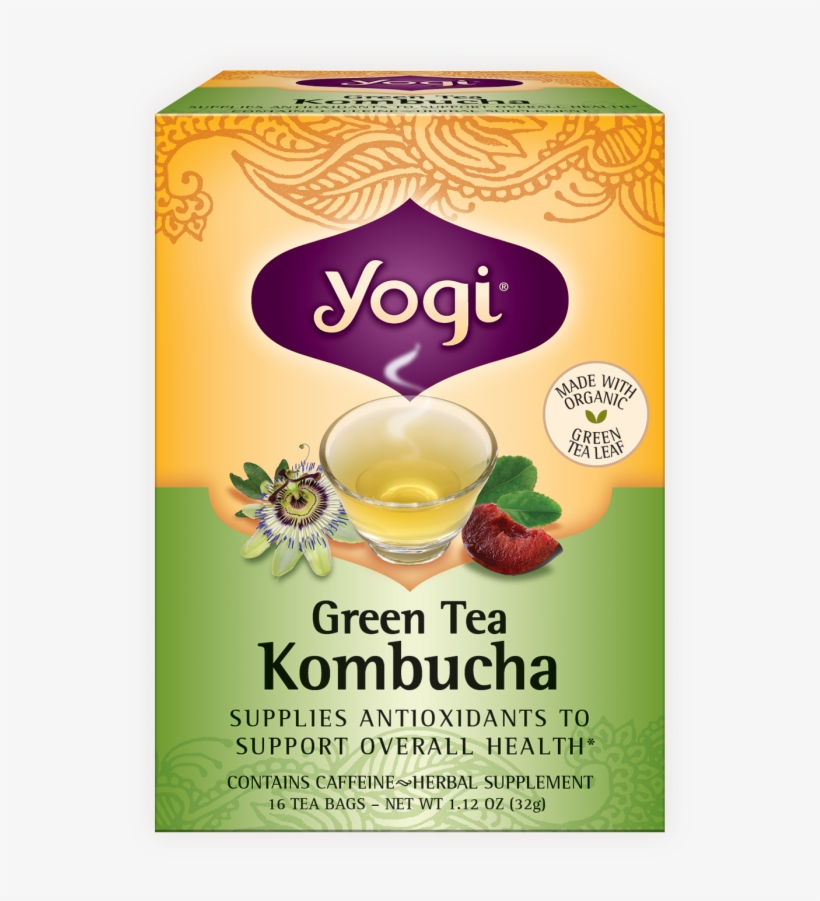 Green Tea With Kombucha, 16 Bags - Yogi Green Tea Kombucha, transparent png download