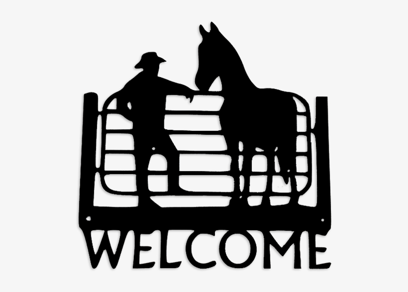 Cowboy With Horse At Fence - Farmer And Cow Silhouette, transparent png download