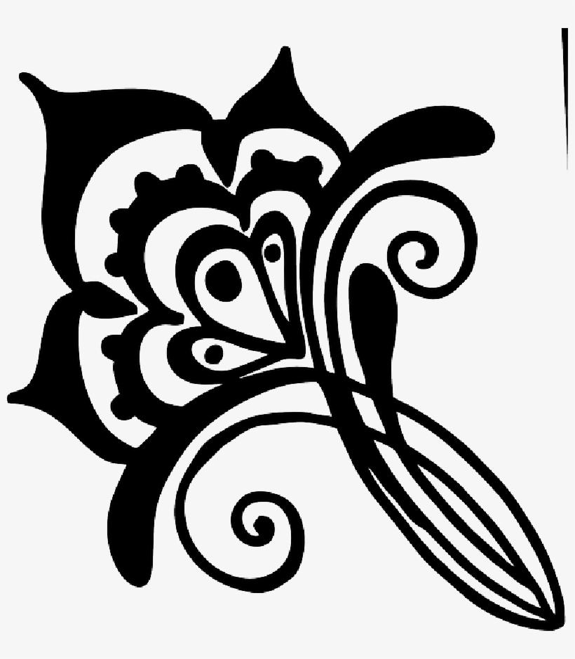 Flower Henna Artwork Silhouette Public Domain Mb Ⓒ - Henna Silhouette, transparent png download