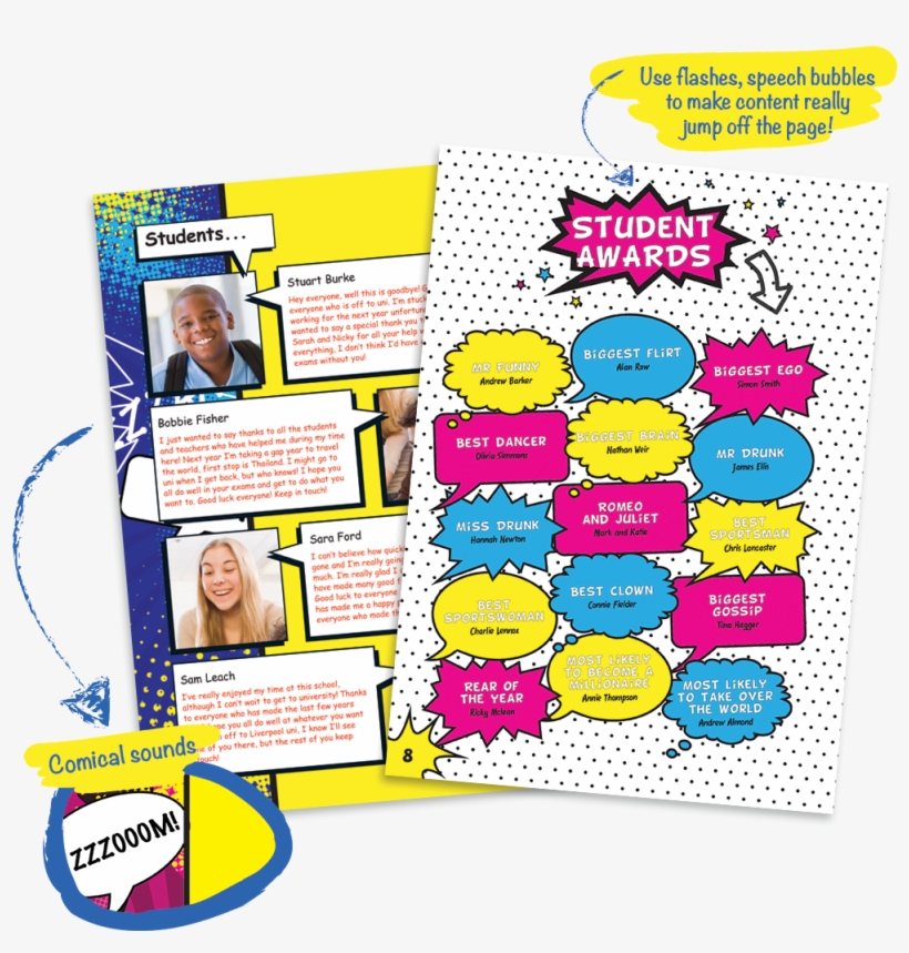 Comic Book Yearbook Designs Are All About Fun, Bright, - Bright Yearbook Spreads, transparent png download