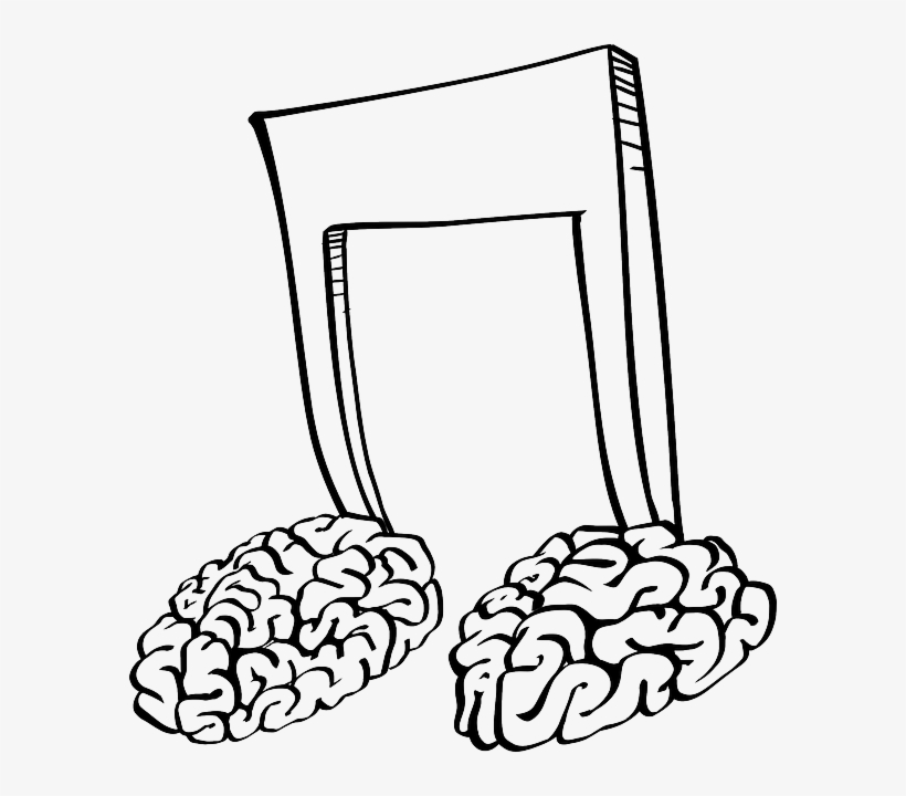 Drawn Music Notes Outline - Music Notes And Brain, transparent png download