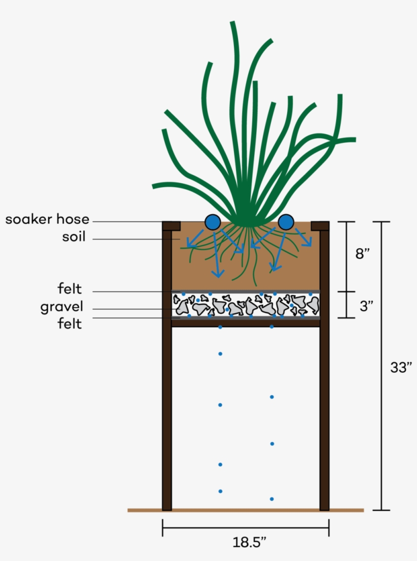 Diagram Of Enable's Self-watering Planters - Flowerpot, transparent png download