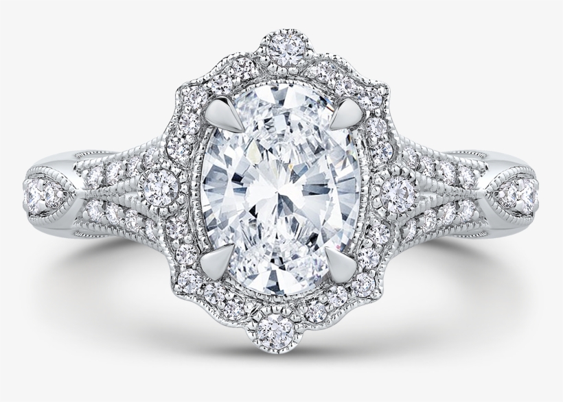 18k White Gold - Oval Diamond Ring, transparent png download