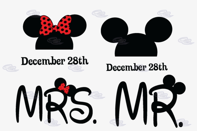 Mr Mrs Mickey Minnie Mouse Heads With Custom Wedding - Love Words Printing Cushion Cover Livebycare Linen, transparent png download