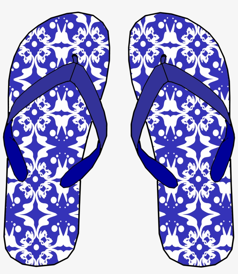 This Free Icons Png Design Of Blue Pattern Flip Flops, transparent png download