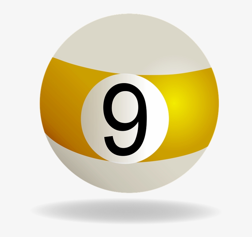 Billiard Ball Striped Yellow, Billiard, Ball, 9, Yellow - Bola De Billar 9, transparent png download