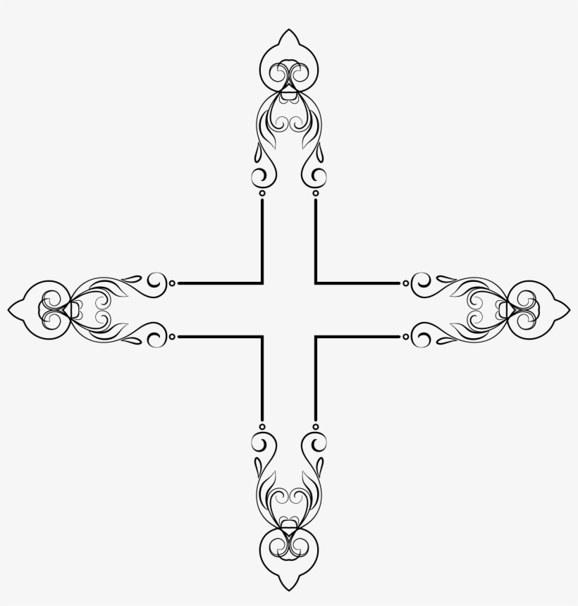 Elegant Flourish Frame Cross Graphic Black And White - Elegant Flourish Frame, transparent png download