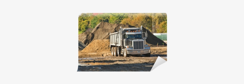 A Dump Truck About To Unload A Pile Of Dirt Wall Mural - Dump Truck, transparent png download