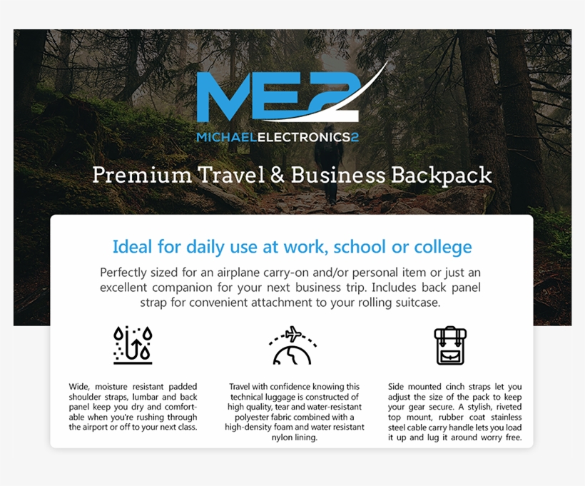 Premium Travel & Business Backpack For Laptop & Notebook - Forest, transparent png download