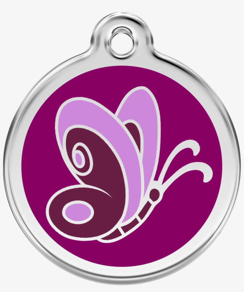 Red Dingo Stainless Steel & Enamel Purple Butterfly - Medaille Chat Papillon, transparent png download