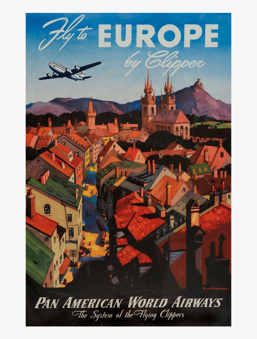 Advertising, Airline, Airline Posters, Posters, Transportation - European Travel Poster, transparent png download