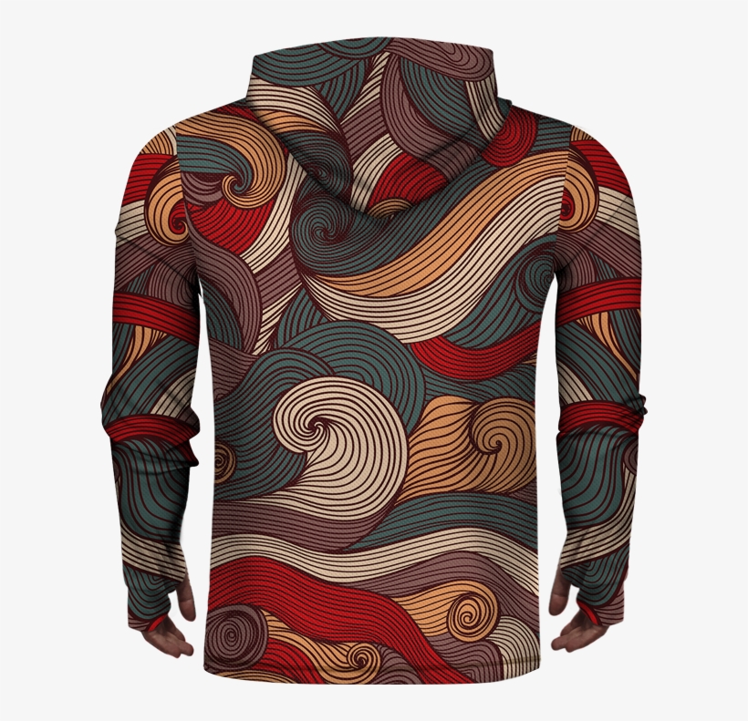 Sea Waves Colorful Lightweight Sun Hoodie, transparent png download