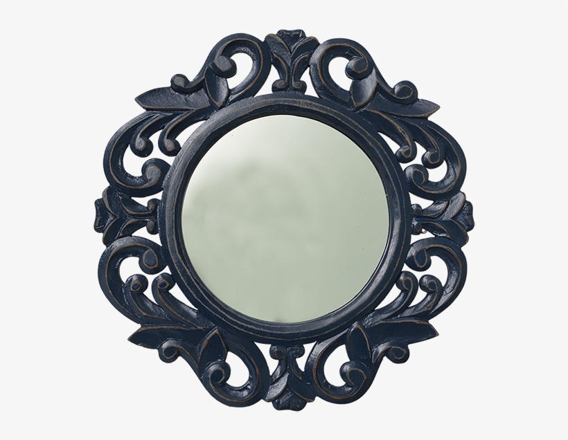 Indigo Wooden Round Mirror - Picture Frame, transparent png download