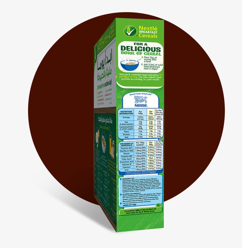 Nestlé® Lion® Breakfast Cereal - Nestle Cereal Box Side, transparent png download