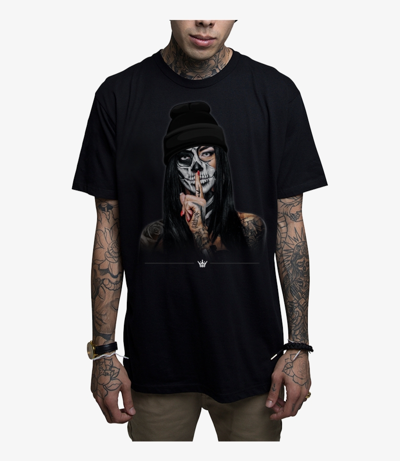 Mafioso Speak No Evil Tattooed Woman Skull Urban Ink - Sexy Woman Mens T Shirt, transparent png download