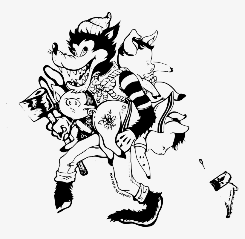 Wolf, Fairy Tale, Tale, Funny, Cartoon - Big Bad Wolf Drawing, transparent png download