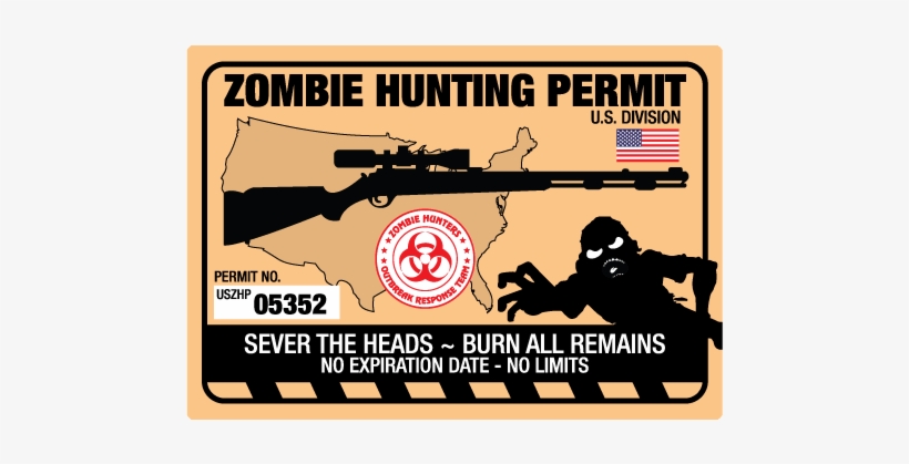 Zombie Hunting Permit Decal - Assault Rifle, transparent png download