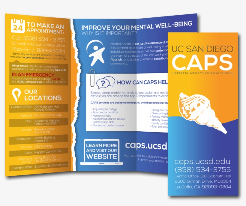 Brochure For Uc San Diego's Counseling And Psychological - Ucsd Caps, transparent png download