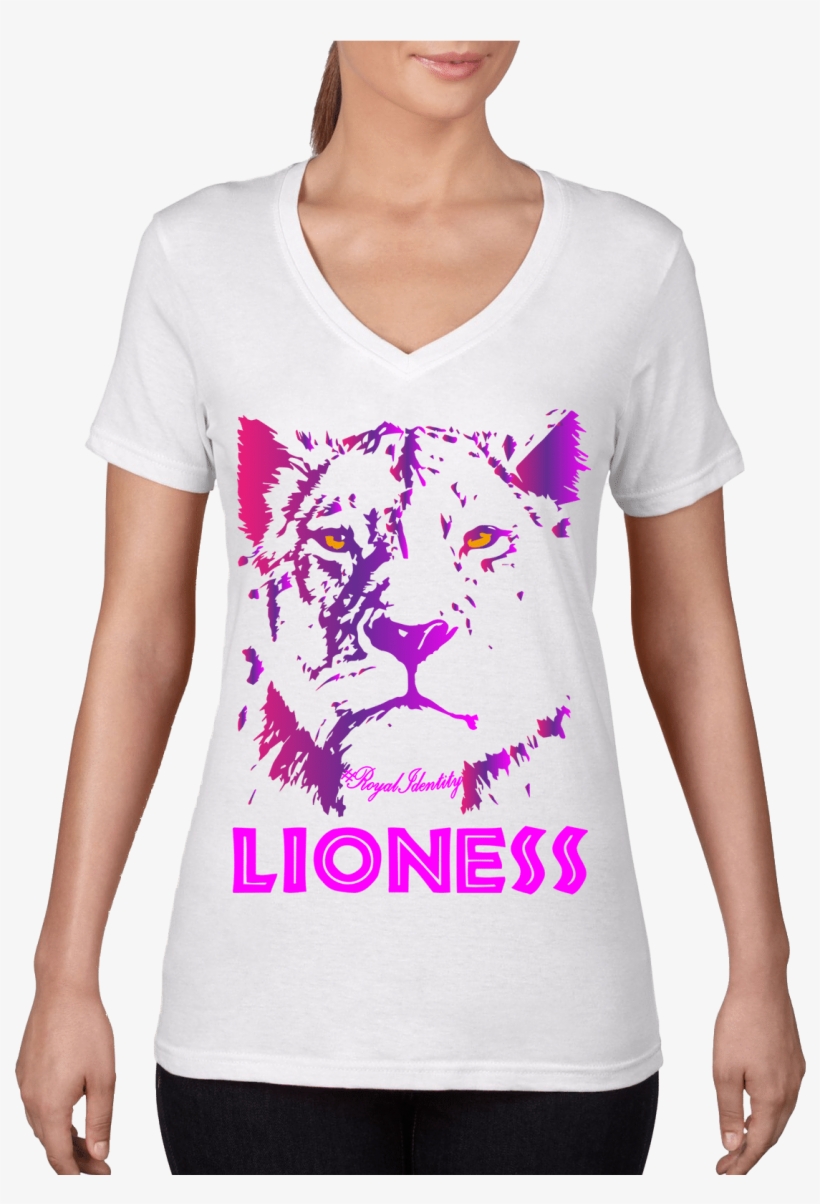 Lioness V-neck White - Tea, transparent png download
