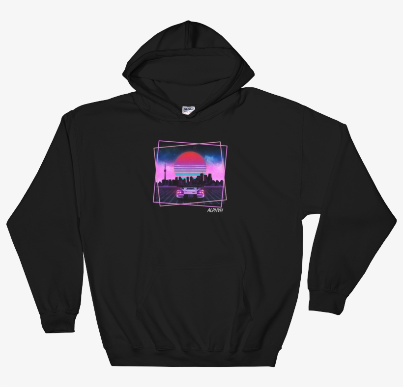Vaporwave-lambo Mockup Front Flat Black - Chat Nigga Hoodie, transparent png download