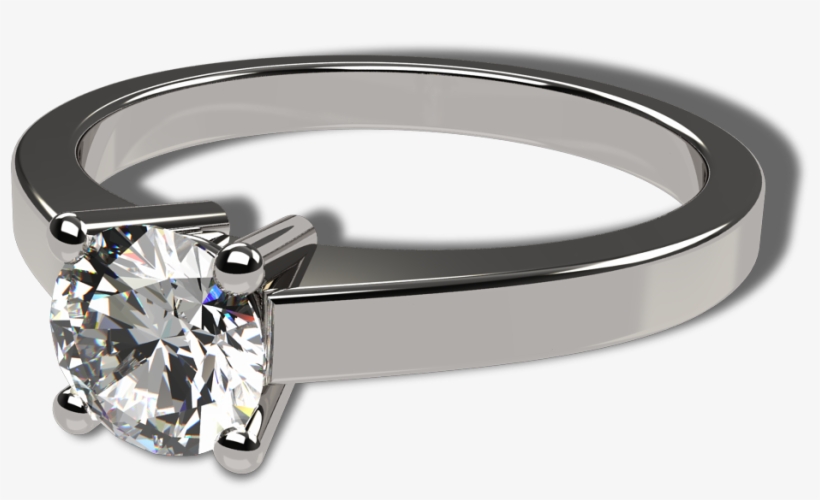 14k White Gold Classic Flat Engagement Ring - Pre-engagement Ring, transparent png download