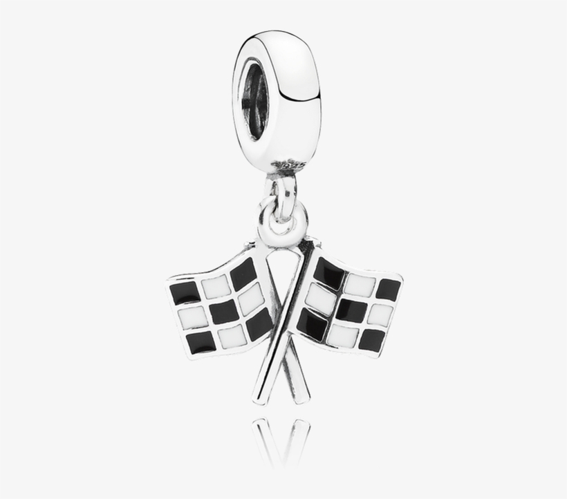 Finish Line, Black & White Enamel - Pandora Racing Flag Charm, transparent png download