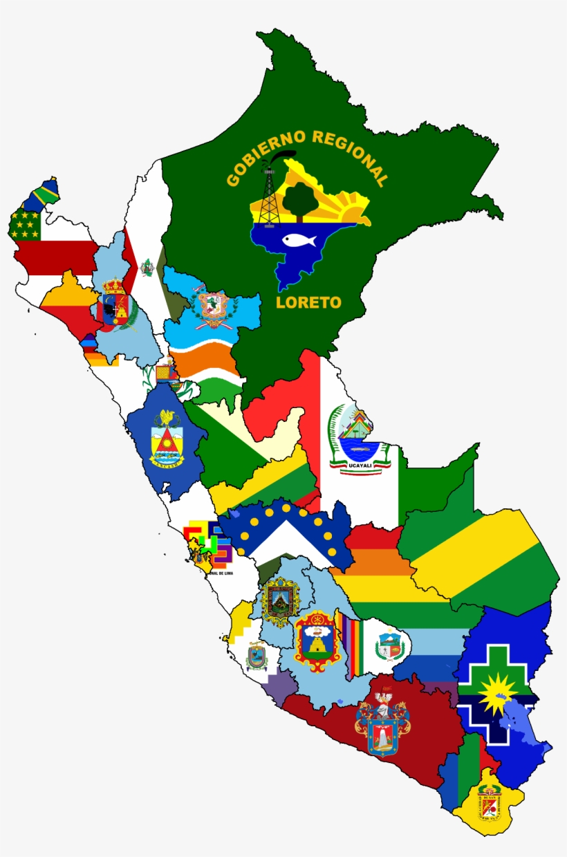 Flag-map Of Regions Of Perú - Mapa Del Peru Ayacucho, transparent png download