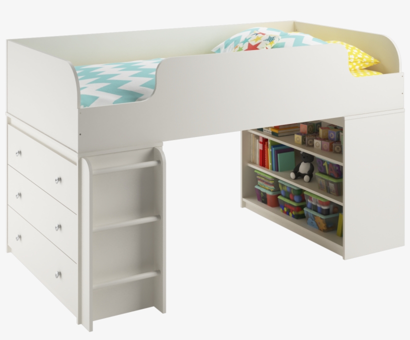 Cosco Elements Loft Bed With Bookcase And 3-drawer - Writing Desk, transparent png download