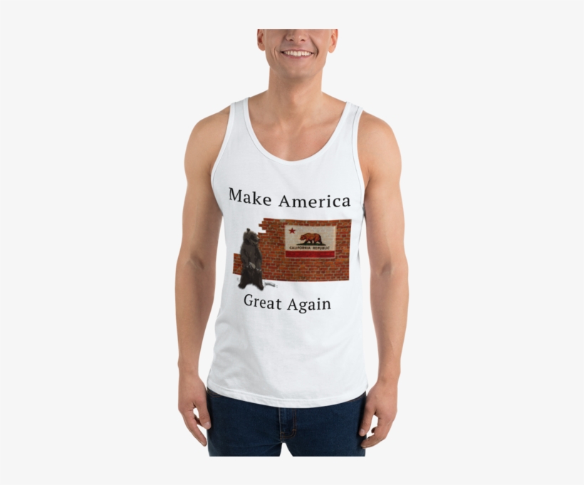 California Bear Building Wall With Ca Flag Maga Men's - Sleeveless Shirt, transparent png download