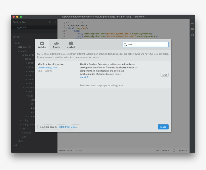 Brackets Extension Manager - Brackets Editor File Explorer, transparent png download