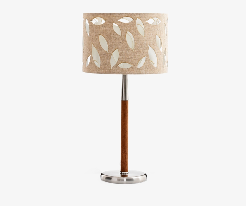 Image For Metal And Wood Table Lamp With Beige Shade - Lampshade, transparent png download