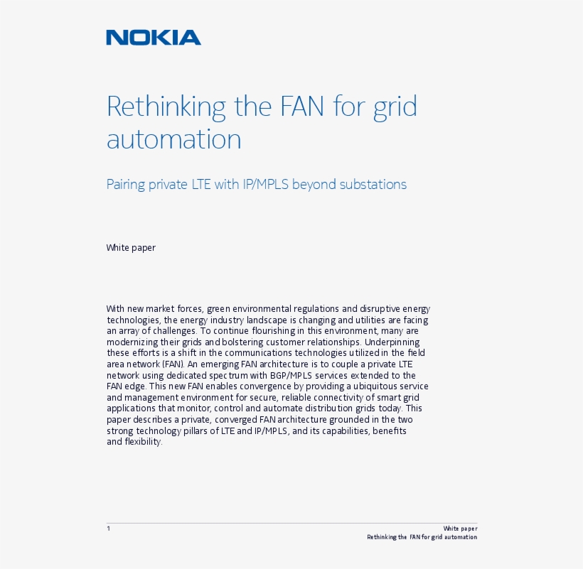 Rethinking The Fan For Grid Automation - Nokia, transparent png download