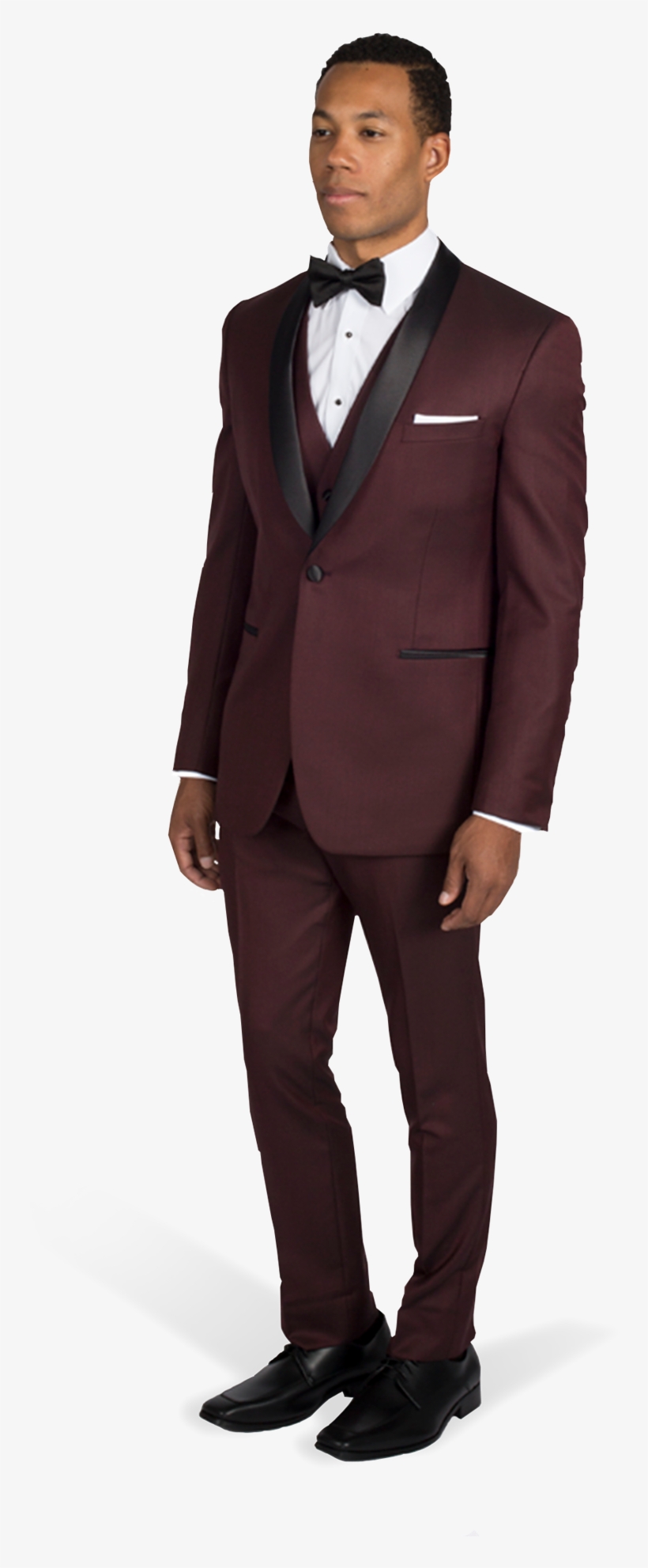 Burgundy Shawl Lapel Tuxedo - Mens Burgundy Tuxedo Rental, transparent png download