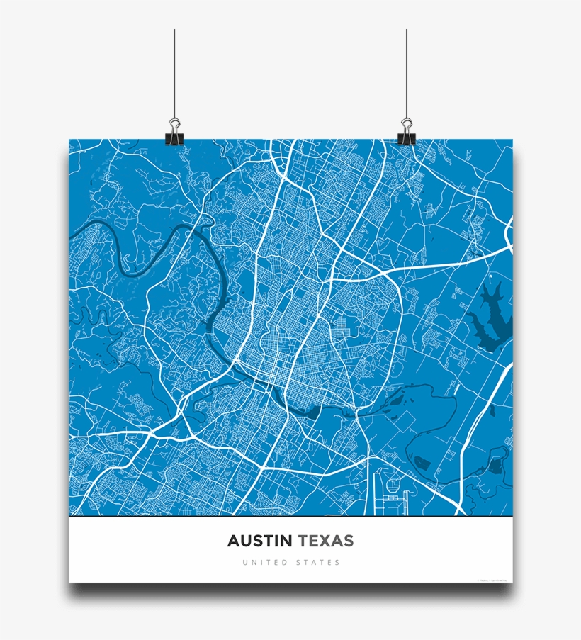 Premium Map Poster Of Austin Texas - Diagram, transparent png download
