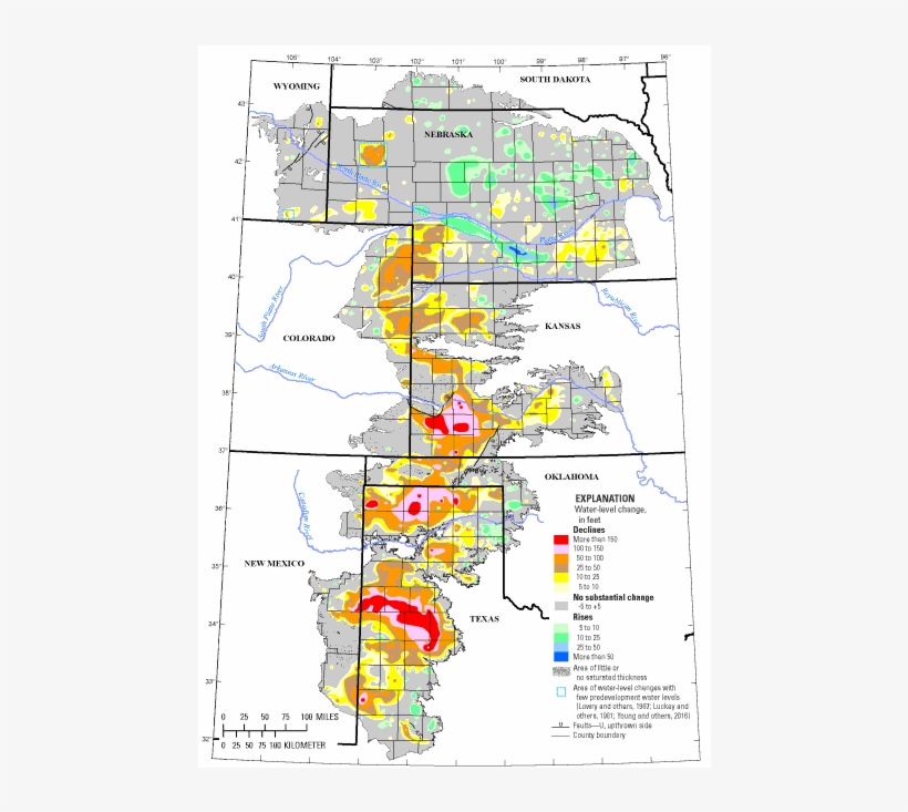 Map Of Texas And New Mexico - Ogallala Aquifer Data 2018, transparent png download